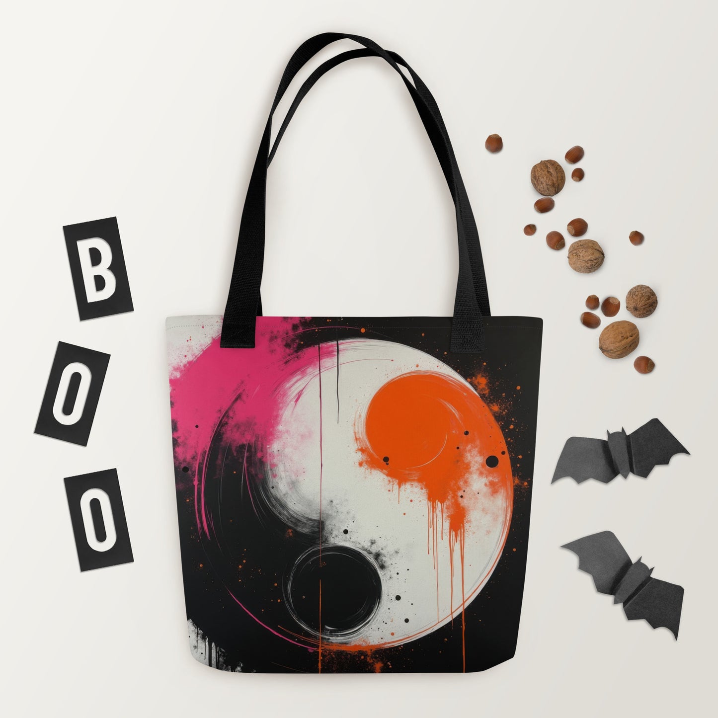 Yin-Yang Fusion in Pink and Orange, Tote bag