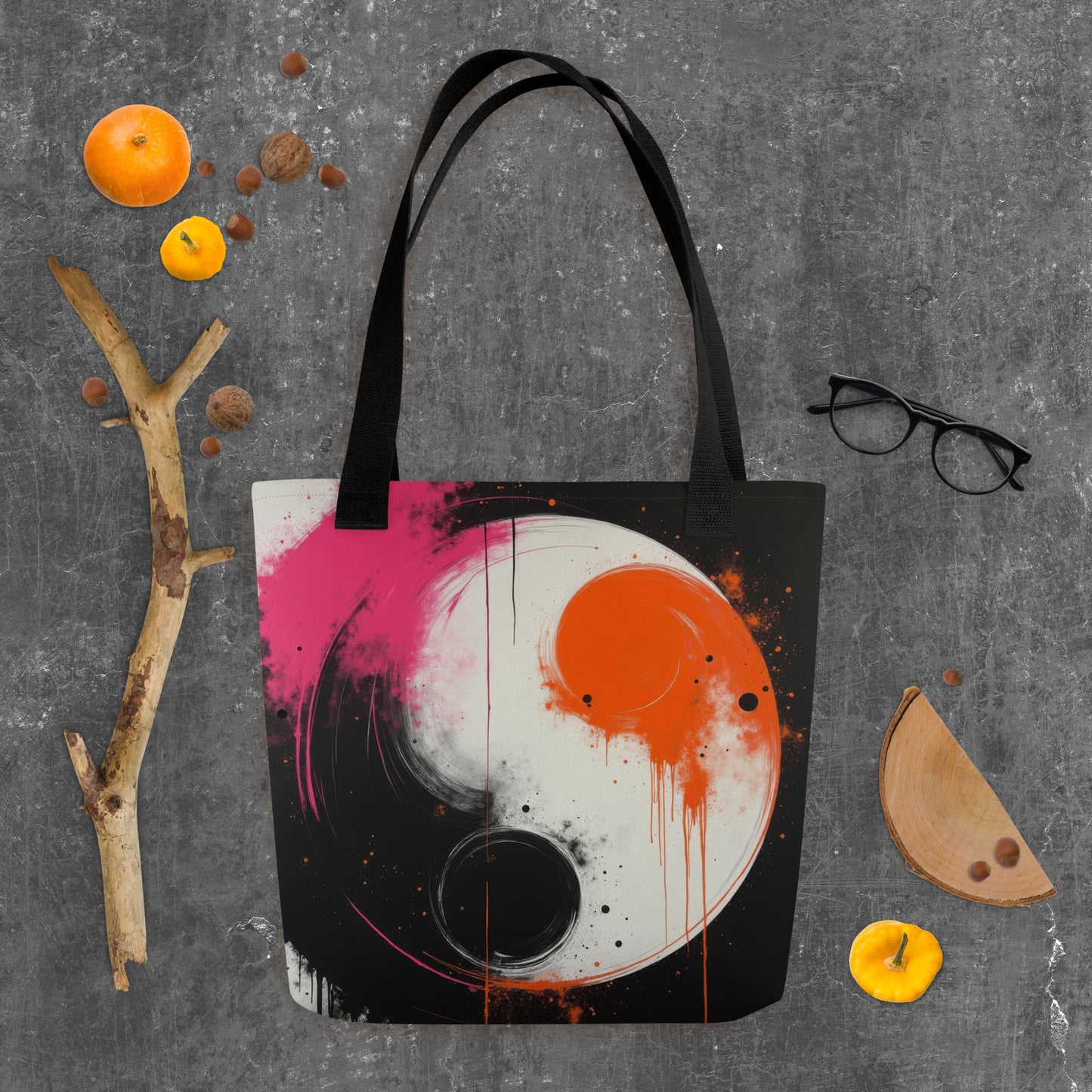 Yin-Yang Fusion in Pink and Orange, Tote bag